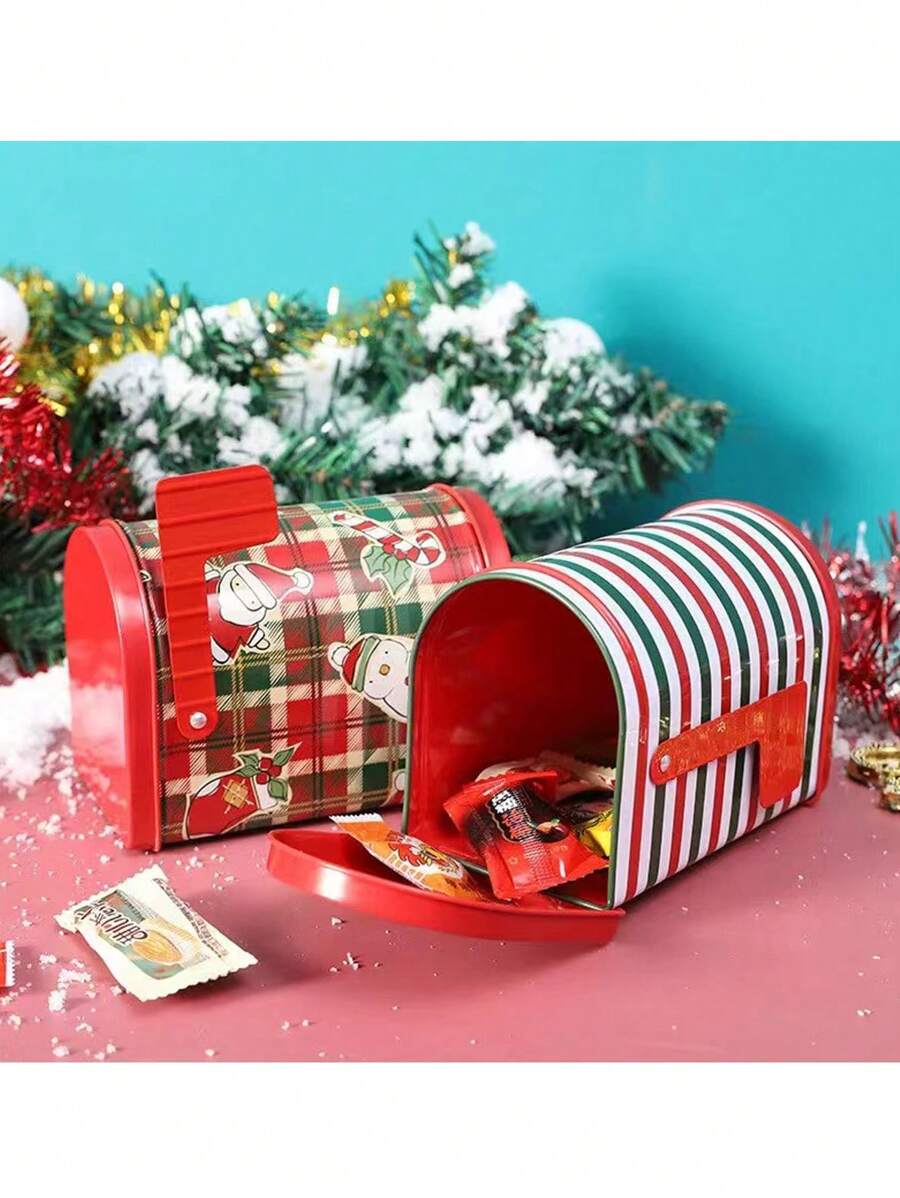 1pc Creative Mailbox Shape Christmas Decoration Gift Box Christmas Gift Packing Box Party Supplies - Multicolor - View 1