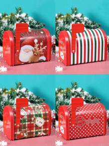 1pc Creative Mailbox Shape Christmas Decoration Gift Box Christmas Gift Packing Box Party Supplies - Multicolor - View 4
