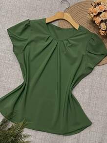 Women's Fashion Blouse - Army Green - View 3