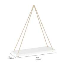 2pcs Wooden Hanging Shelves, Bohemian Style Decor, Rope Swing, Retro Floating Shelves, Wall Display Rack, Home Storage Organizer, Suitable For Living Room, Bedroom, Bathroom, Kitchen, Home Decor, Room Decor, Wall Decor Gift, Birthday & Graduation Gift - White - View 4