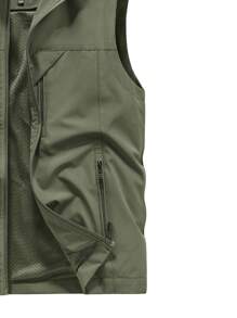 男士轻便立领背心夹克，春秋季，多口袋，加厚休闲马甲