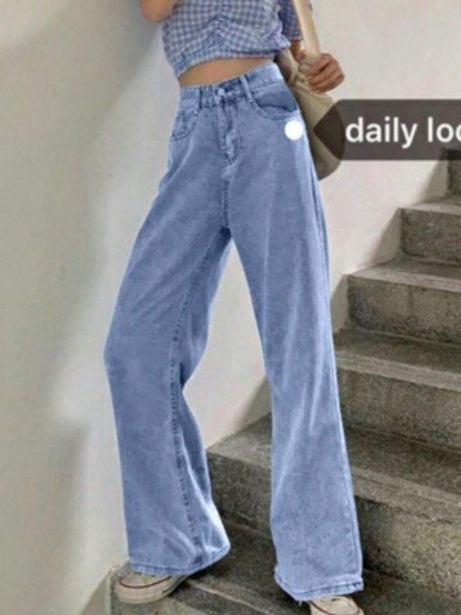 Women Jeans - 淺色水洗藍 - 查看 1