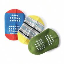 12pcs Boys Robot Pattern Mid-Calf Socks, Regular Thickness, All Seasons (0-7 Years), Anti-Slip Dots