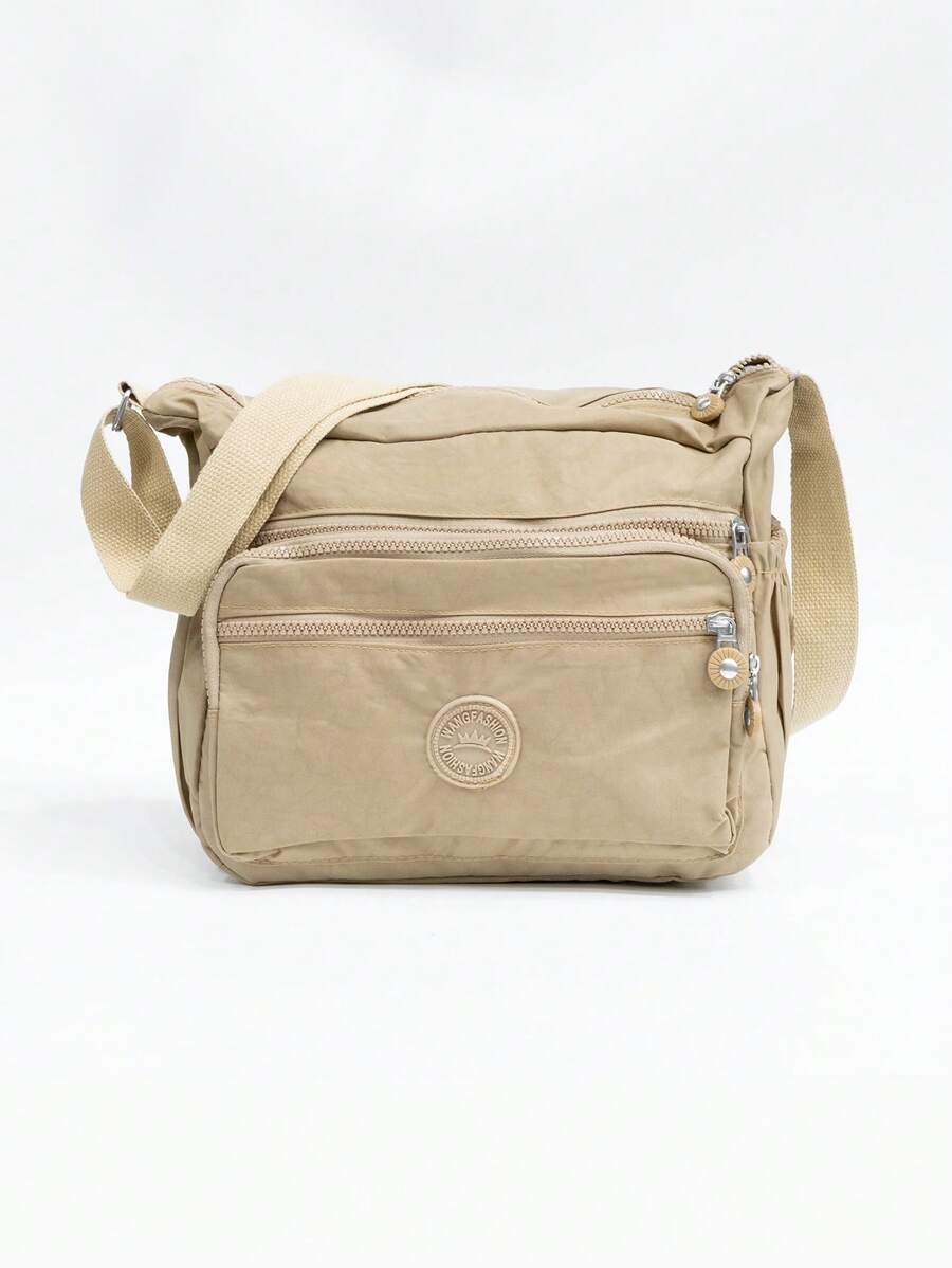 Women's Waterproof Causal Multilayer Medium Shoulder Messenger Bag W5003 - 米色 - 查看 1