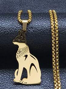 Collar Buster de la Diosa Gato Egipcia en acero inoxidable en colores dorado/negro/plateado, collar retro de Anubis estilo antiguo egipcio, accesorio de moda para hombres y mujeres - collar - Ver 13