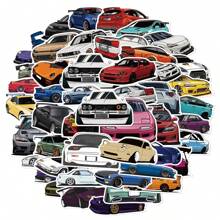 50 张/包卡通赛车涂鸦贴纸，可用于装饰滑板、笔记本电脑、杯子、头盔、桌子、手机壳等 DIY 创意贴纸 - 彩色 - 查看 3