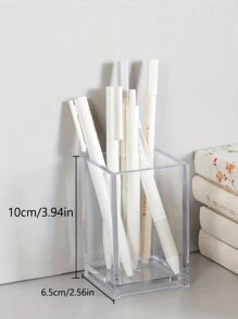 1 pièce Boîte de rangement transparente en plastique, boîte de rangement multifonctionnelle en acrylique, support de stylo de bureau, support de pinceau de maquillage, boîte de rangement de papeterie, rangement de pinceaux de maquillage, seau de rangement d'outils de beauté de bureau, boîte de rangement de rouge à lèvres, support de stylo, organisateur de pinceaux, organisateur de bureau, seau de rangement de pinceau de maquillage, rentrée scolaire, fournitures scolaires, papeterie mignonne, couleurs du campus, papeterie, stylos à écrire, pinceaux de maquillage, crayons à sourcils