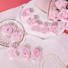 3D Creative Pink Crown Dress Birthday Digital Candle Cute Birthday Party Cake Decoration