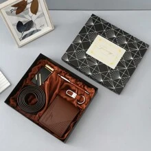 7 件套豪华礼品套装包括金属扣、2 个袖扣、金属钥匙扣、时尚钱包、皮带，非常适合送给家人、情侣、男士、父亲、圣诞节、万圣节、情人节、父亲节的礼物，适合万圣节、休闲、商务、街头、波西米亚风、西部风、户外，适合男士、丈夫、男朋友、父亲、爸爸、圣诞节的礼物 - 彩色 - 查看 10