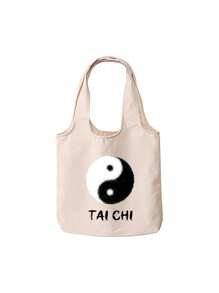 Bộ 1 túi vải canvas Tai Chi Series, bao gồm túi đựng đồ vệ sinh cá nhân, có thể tùy chỉnh bằng văn bản/cụm từ, đơn giản nhưng thời trang, in hai mặt - Nhiều màu - Xem 16