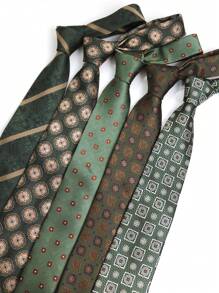 1 chiếc cà vạt kẹp vuông bằng polyester màu xanh lá cây họa tiết Paisley dành cho doanh nhân thường ngày - Nhiều màu - Xem 1
