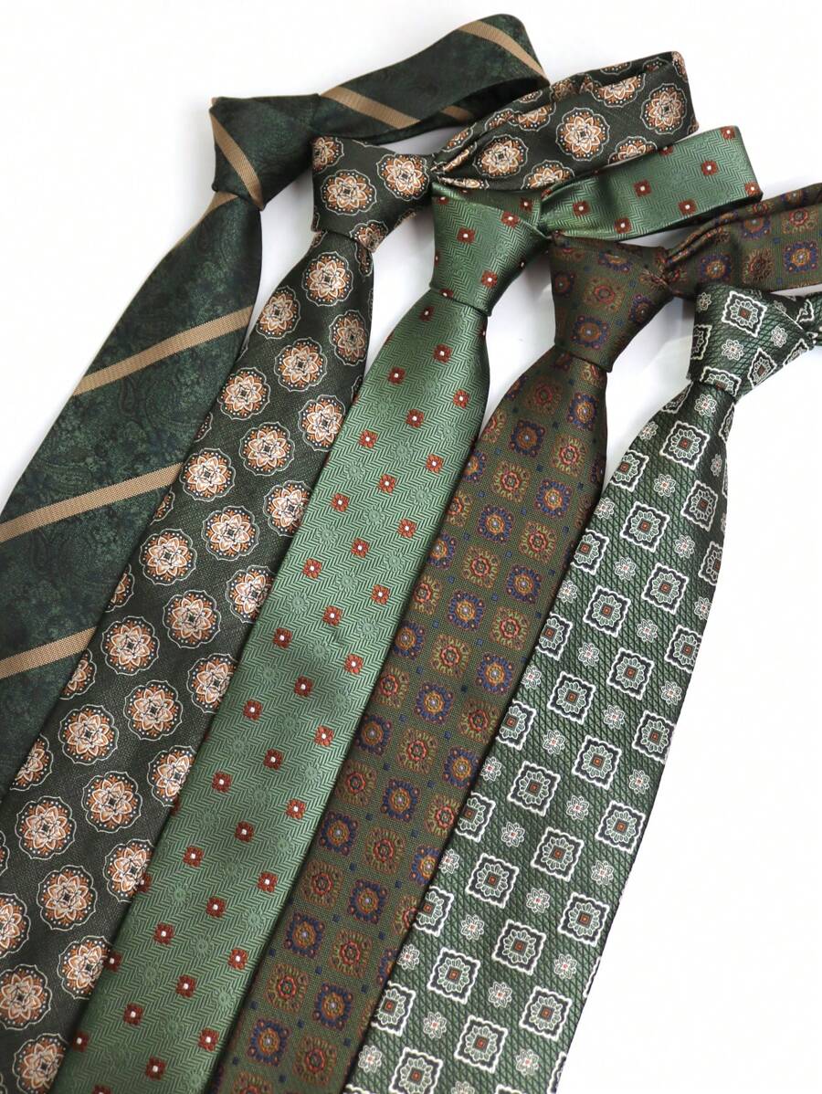 1 chiếc cà vạt kẹp vuông bằng polyester màu xanh lá cây họa tiết Paisley dành cho doanh nhân thường ngày - Nhiều màu - Xem 1