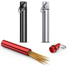1 hộp đựng tăm bằng hợp kim nhôm di động, hộp đựng du lịch có nắp đậy kín - Nhiều màu - Xem 1
