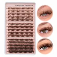 300pcs Brown False Eyelashes Natural Thick Fluffy Cartoon Cat Lash Clusters Eyelash Extensions 40D+50D+70D 10-18mm DIY Lash Individual Lashes Lash Clusters, Eyelash Clusters, Individual Eyelashes, Lashes, Fake Lashes - D - View 1