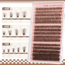 300pcs Brown False Eyelashes Natural Thick Fluffy Cartoon Cat Lash Clusters Eyelash Extensions 40D+50D+70D 10-18mm DIY Lash Individual Lashes Lash Clusters, Eyelash Clusters, Individual Eyelashes, Lashes, Fake Lashes - D - View 2