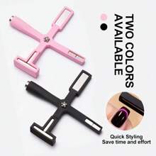 多功能猫眼指甲油胶铁石美甲工具 - 十字形强磁铁美甲配件带爆炸图案设计用于创意美甲设计 - 粉色 - 查看 2