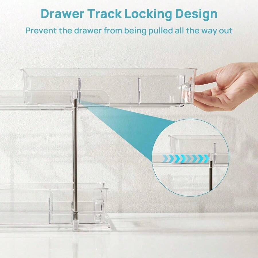 4 Pack 2 Tier Bathroom Under Sink Organizers And Storage, Clear Kitchen