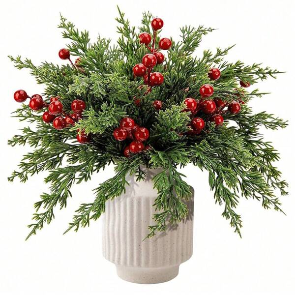 Artificial Holly Berries, Mini Fake Berries Decor On Wire For Tree Decorations Flower Wreath DIY Craft Use, Valentine Day, Gift Home Decor Christmas Decorations Room Decor Christmas