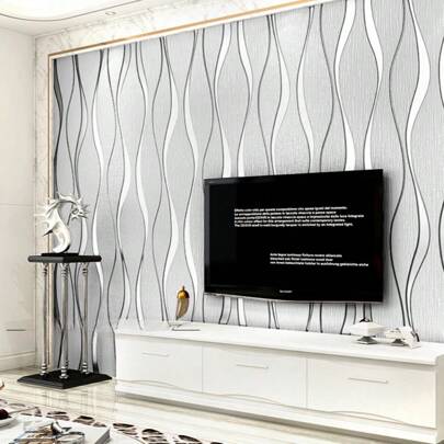 1 Roll Of Water Corrugated Fashion Design Wallpaper, Home Decoration Wall Restoration, Bedroom Guest Hall Wall Renovation Art Wallpaper, Wall Decal, For Room Decor, Renovation Stickers Peel Wall Panels, Wall Paper, Wallpapers, Spring Decoration Items Refresh Your Home, Festival Decoration Stickers Gifts Birthday Graduation