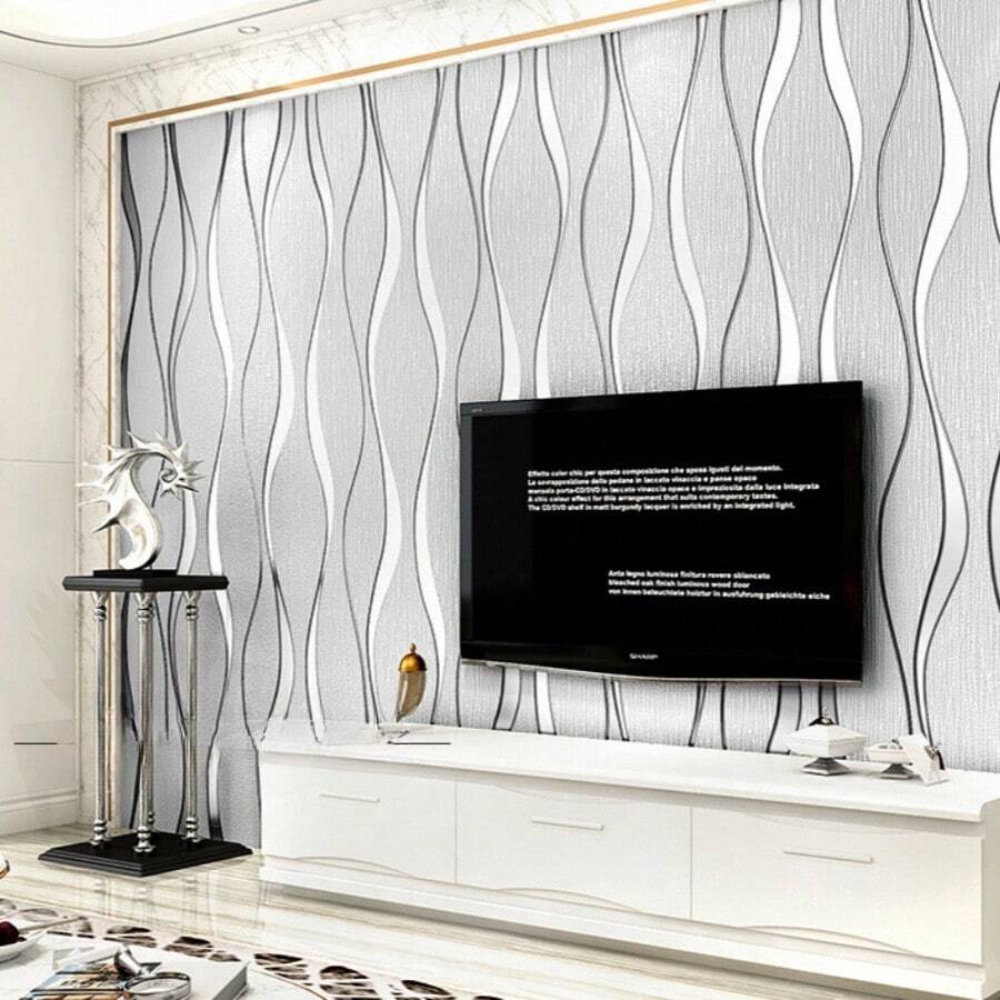 1 Roll Of Water Corrugated Fashion Design Wallpaper, Home Decoration Wall Restoration, Bedroom Guest Hall Wall Renovation Art Wallpaper, Wall Decal, For Room Decor, Renovation Stickers Peel Wall Panels, Wall Paper, Wallpapers, Spring Decoration Items Refresh Your Home, Festival Decoration Stickers Gifts Birthday Graduation