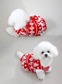 New Autumn/Winter Christmas Style Plush Sweatshirts With Leash Clip For Cats & Small Dogs, Short - Green - View 7