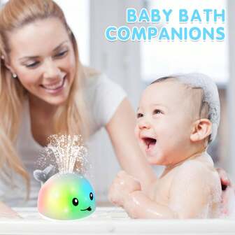 Upgraded Whale Bath Toys For Babies, Light Up Bath Toys For Toddlers, Sprinkler Bathtub Toys Spray Fountain Water Pool Toys, Baby Infant Kids Birthday Shower Gift,Water Sprinkler,Newborn,Baby Boy Toys,Bath Toys,Baby Bath,Baby Bath Tub