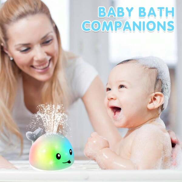 Juguetes de baño de ballena mejorados para bebés, juguetes de baño con iluminación para niños pequeños, juguetes de bañera rociadores tipo fuente, juguetes de piscina de agua, regalo de ducha de bebé y recién nacido, juguetes para niño