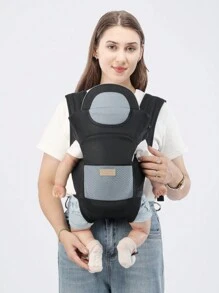 4 季前背腰部婴儿背带，轻便一体式婴儿腰部座椅 - 黑色 - 查看 4
