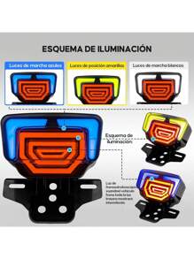 Luz Trasera Moto Faro Trasero Universales Stop Luces - Amarillo - Ver 7
