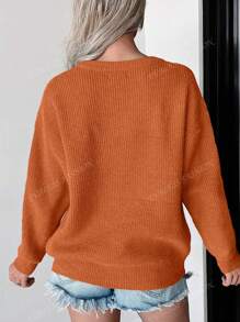 Pull-shirt ample avec slogan "Hello Pumpkin" et graphique pour le jour de Thanksgiving
