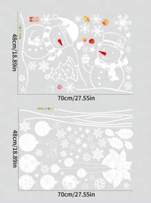 1pc/2pcs圣诞雪人贴纸新年快乐客厅卧室玻璃展示柜背景家居装饰展示柜玻璃门圣诞球贴纸铃铛贴纸 - 彩色 - 查看 3