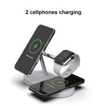TIMESS Magnetic 5 In 1 Wireless Charger Stand 3 Devices At The Same Time , 15W Qi Fast Charging Dock Station Holder 3 Adjustable Light Compatible With IPhone 14/13/12 Pro Max Mini, Apple Watch SE/6/5/4/3/2, AirPods 3/2/Pro - Multicolor - View 10