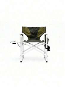 1-Piece Padded Folding Outdoor Chair With Side Table And Storage Pockets,Lightweight Oversized Directors Chair For Indoor, Outdoor Camping, Picnics And Fishing,Green - Xanh lá cây + Nhôm-3 - Xem 2