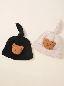 Áo len chui đầu trẻ sơ sinh và trẻ mới biết đi dễ thương hình đầu gấu 3D lót nhiệt ấm áp, mùa thu/đông - Mũ chui đầu trẻ em - Xem 4