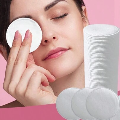 一次性圓形化妝棉，卸妝棉，面部潔面器，旅行便攜套裝，6*6cm，三層加厚