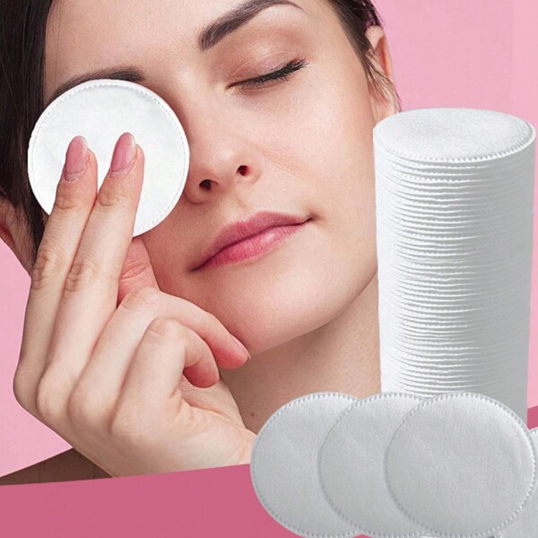Almohadilla redonda desechable para maquillaje, almohadilla para remover maquillaje y limpiador facial de viaje portátil, 6 * 6cm, 3 capas engrosadas