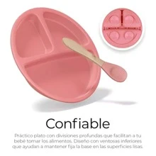 Set De Cubiertos Para Bebés Silicona Plato Antideslizante Material comestible, buen aspecto, ofrezca a sus hijos un entorno seguro para comer - Rosa - Ver 6