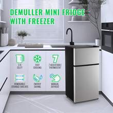 WANAI 2.4 Cu.Ft Mini Fridge With Top Freezer Apartment Size Refrigerator For Personl Use Dorm Fridge With Egg Tray, Removable Shelves,7 Temperature Control Silver - Xem 4