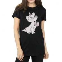 Womens/Ladies Aristocats Marie Cotton Boyfriend T-Shirt (Black) - Black - View 3