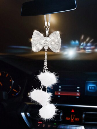 1 件粉色蝴蝶结装饰后视镜挂饰