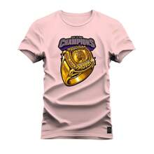 Nexstar Unisex Cotton Comfortable Champions Ring Printed T-Shirt - 淺粉色 - 查看 1