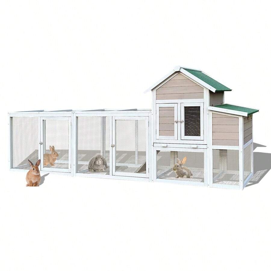 122" Large Gray Wood Chicken Coop Hen House Pet Rabbit Hutch Wooden Pet