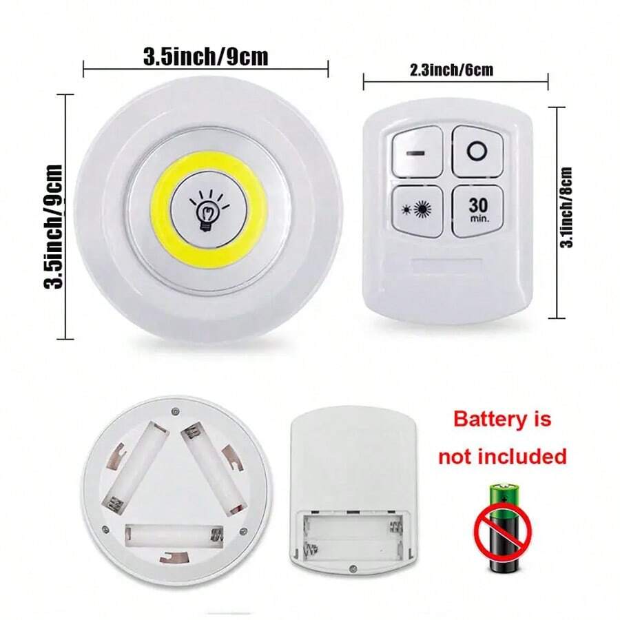 3PCS Dimmable LED Under Light With Remote Control Battery