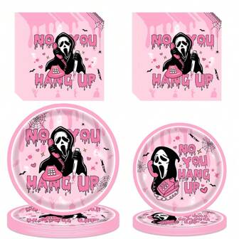 装饰 40 件粉色 No You 一次性餐具包括 Call Me 盘子杯餐巾，