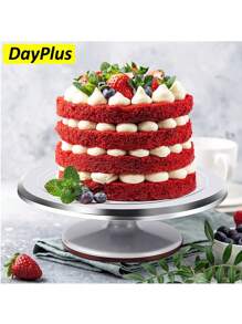 Cake turntable laminating table baking tool set soporte de aleación de aluminio DIY laminating turntable cake stand - Plateado - Ver 8