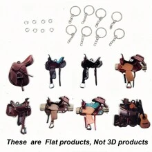 1pc Silver-Color Western Style Saddle Keychain - Multipurpose Rearview Mirror Charm - Cowboy Themed Novelty Gift - No Battery Needed Decorative Keyring - Multicolor - View 5
