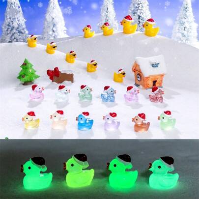 Đồ trang trí mini hình vịt Giáng sinh, Loạt vịt Giáng sinh phát sáng trong bóng tối dễ thương, Phụ kiện trang trí tự làm, Trang trí máy tính để bàn/ô tô, Đồ trang trí sân vườn, Quà tặng Giáng sinh, Quà tặng ngày lễ, Quà tặng sinh nhật, Đồ trang trí Giáng sinh