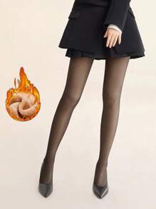 Chiloți groși, caldi, toamnă și iarnă, 210 g, pentru femei, calzi, elasticitate ridicată, semitransparenti, cu talie înaltă, semitransparenti, colanți sexy, colanți din nailon, potriviti pentru colanți negri pur pentru femei europene și americane, colanți căptușiți cu lână, jambiere, jambiere calde, panty high Ela, sexy Jambiere Slim Fit, Jambiere Negre, Jambiere Damă. Potrivit pentru -10-15°C - Negru - Vizualizare 4