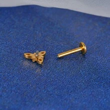 Helix Conch Titanium Piercing Ear Piercing Nose Piercing Labret Tragus 1.2X8 - 金色 - 查看 3