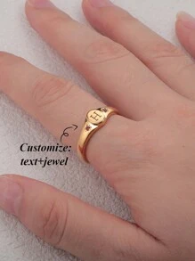 1pc Customized Fashion Ring With Engraved English Letter And 2pcs Birthstone, Simple Design Unique Combination Accessories,Gift For Father's Day,Mother's Day,Valentine's Day,Birthday,Anniversary,Friends,Graduation,Christmas